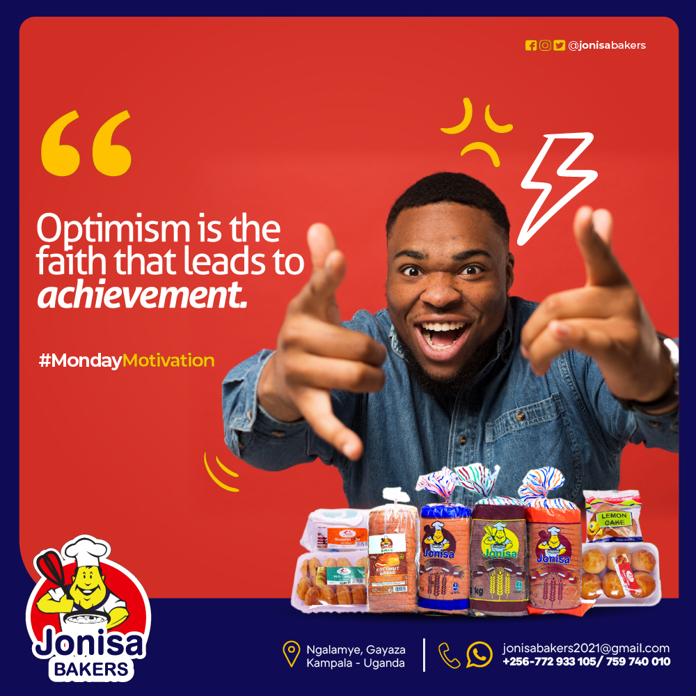 'Optimism is the faith that leads to achievement. Nothing can be done without hope and confidence' - Helen Keller. #mondaymotivation #mondayvibes #mondayinspiration #jonisabakers.

#RayGLiveInConcert #UNEB #Prom #Weasel #LakeVictoria #Planned #Davido #Kabaka #Pastor #Brian.