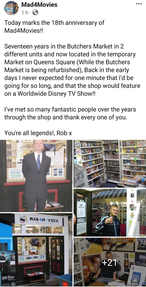 18 years of Mad4Movies!

Thank you all so much for supporting me over the years. Love you all, Rob 😃  #PhysicalMedia #MoviesMoviesBooks #ShopLocal #WrexhamShopping #UpTheTown 

facebook.com/share/p/HaY56u…