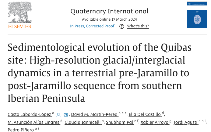 📢 PAPER OUT! New work at #Quibas (@AbanillaAyto, Murcia) 🌪️ #Paleoclimatic proxies, inferred from #sedimentological analyses, reveal a record of several alternating #humid and #arid phases resulting from the #EarlyPleistocene glacial-interglacial #cycles ⚖️