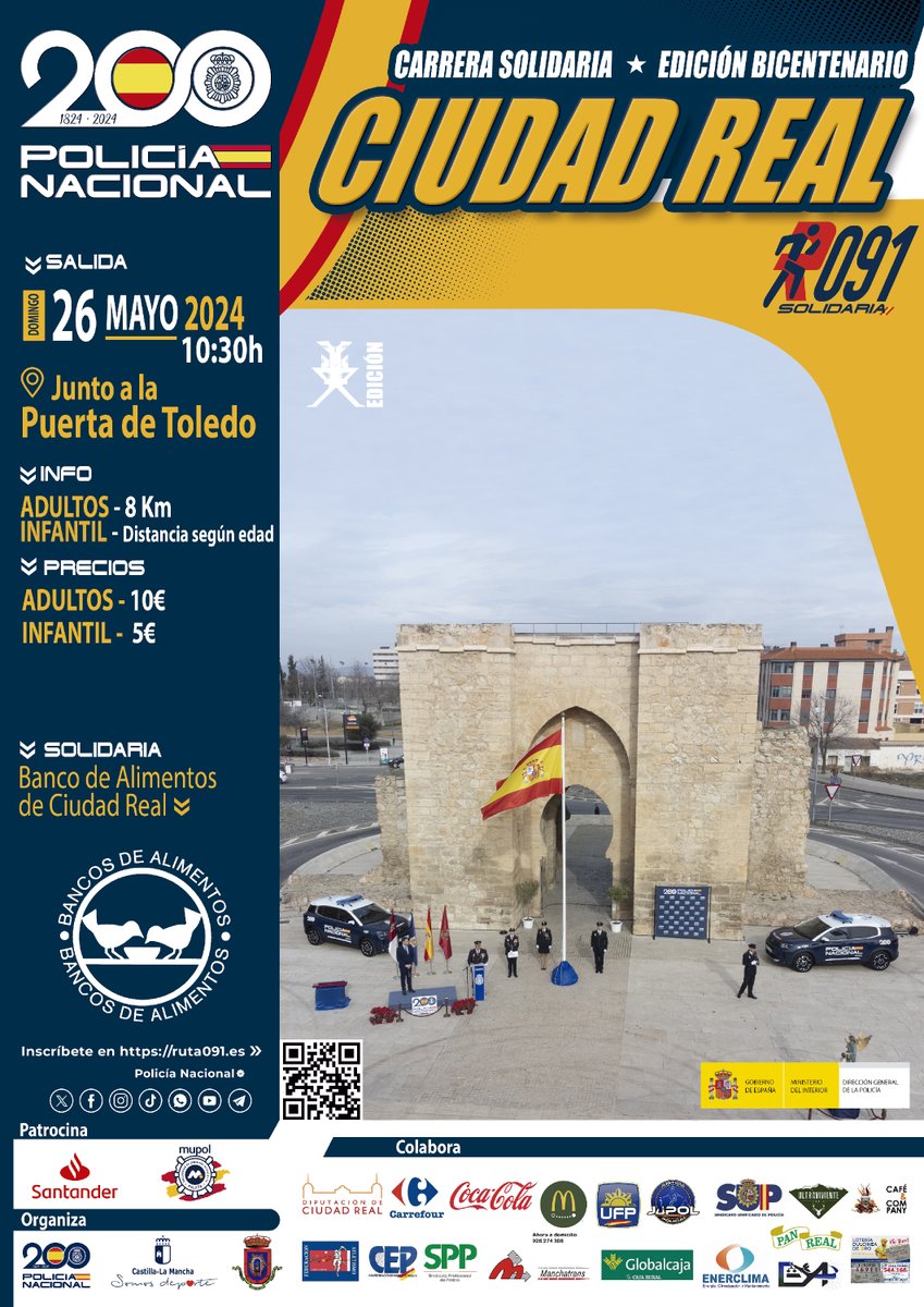 Queda muy poquito para correr la #Ruta091 en #CiudadReal 💙 ¿Vas a venir? Todavía puedes apuntarte 👇ruta091.es 🏃‍♀️🏃8km solidarios a favor del @bancoalimentocr @polimupol @SantanderExp @santander_es