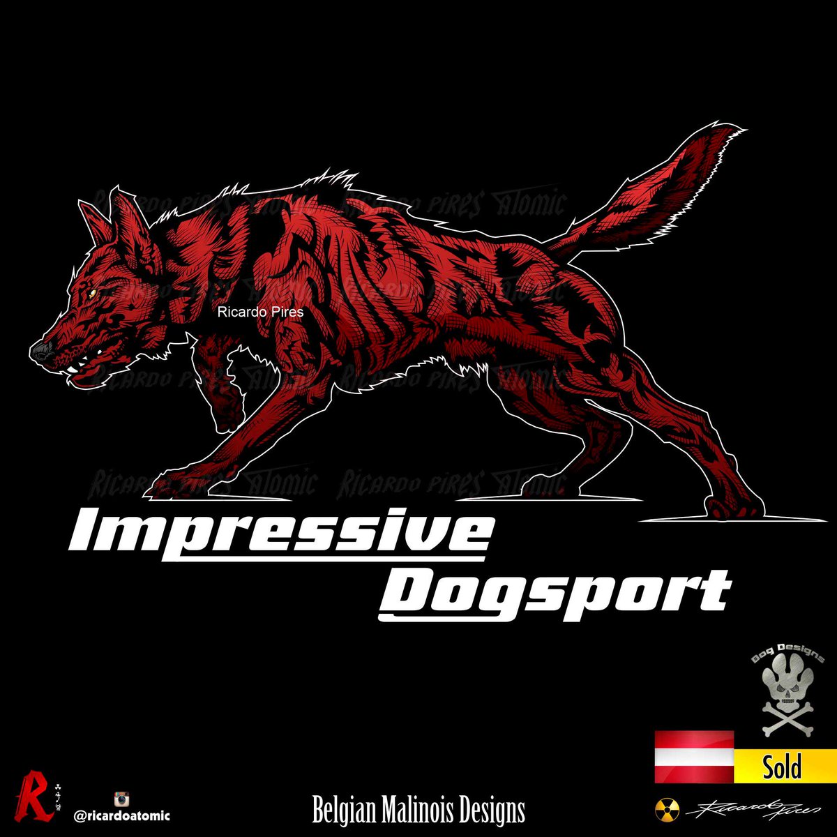 Belgian Malinois Kennel Logo Creation Impressive Dogsport - for Austria  #belgianmalinois #austria #belgian #malinois #k9 #dog #breed #knine #aggressive #dogdesigns #logo #creations #development #brand #illustration #atomic #ricardoatomic #atomiczoneusa #ricardopires