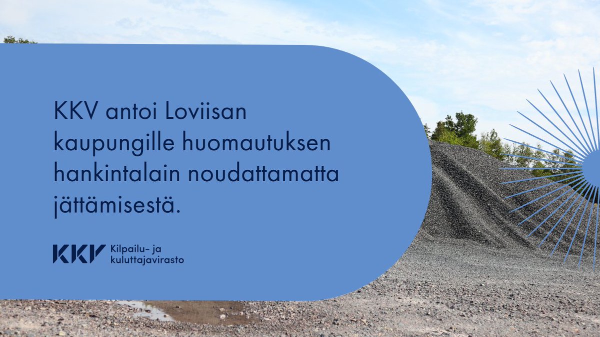 KKV arvioi, että Loviisan kaupunki toimi hankintalain vastaisesti hankkiessaan maa-aineksia kilpailuttamatta vuosien 2022–2024 aikana.

Lue lisää:
kkv.fi/ajankohtaista/…

#JulkisetHankinnat | #Hankintalaki