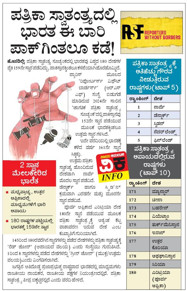 Press Freedom REPORT: 📌PRESS FREEDOM IS UNDER THREAT IN INDIA— India dips to 159th Ranking.! 📌PAKISTAN BEATS INDIA; MODI PUSHED INDIA TO 159th Position— Under Modi's Leadership —REPORTERS WITHOUT BORDERS (RSF) Report. #LoksabhaElections2024