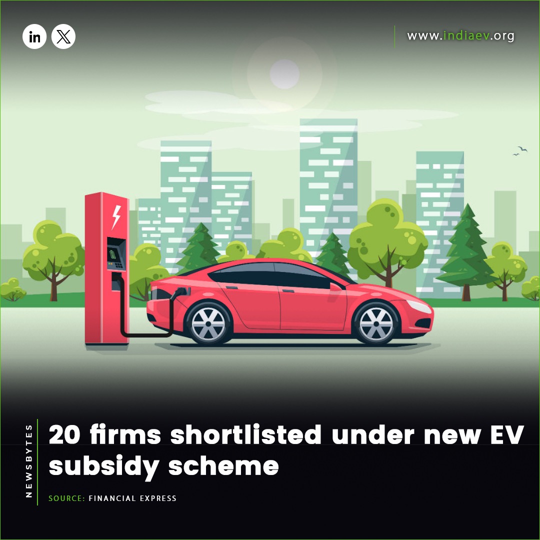 20 firms shortlisted under new EV subsidy scheme
Read more:- financialexpress.com/business/expre…

#CleanEnergy #EVInnovation #GoGreen #RenewableEnergy #GreenTechnology #GreenFurure #GoElectric #ElectricFuture #Sustainable #FutureMobility #EVMobility #EcoFriendlyCars #EntrepreneurIndia