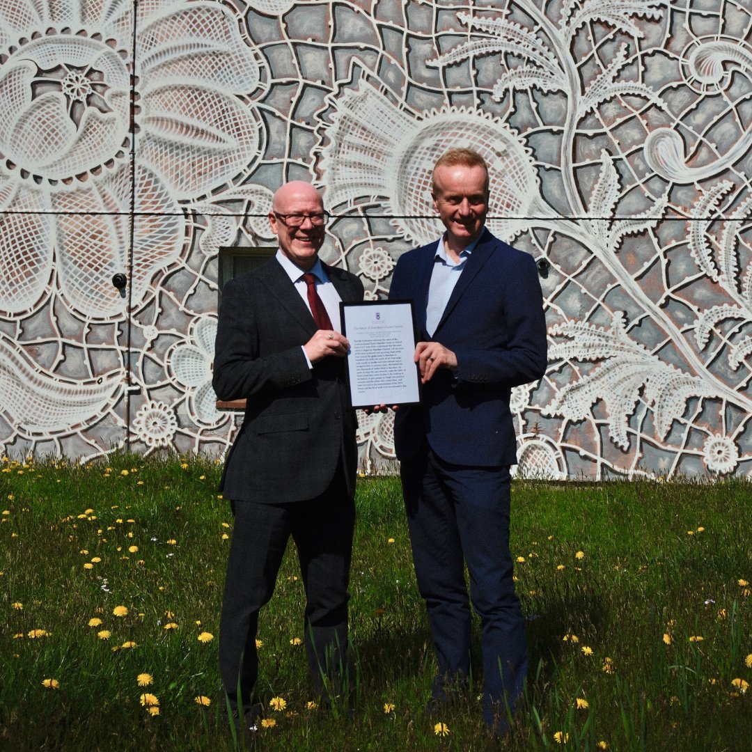 Aberdeen Inspired chief executive Adrian Watson was delighted to be presented with a copy of a Scottish Parliament motion praising the world-acclaimed Nuart Aberdeen festival by Aberdeen Central MSP Kevin Stewart. Read more about his Holyrood motion here: ow.ly/6JTu50Rx91Q
