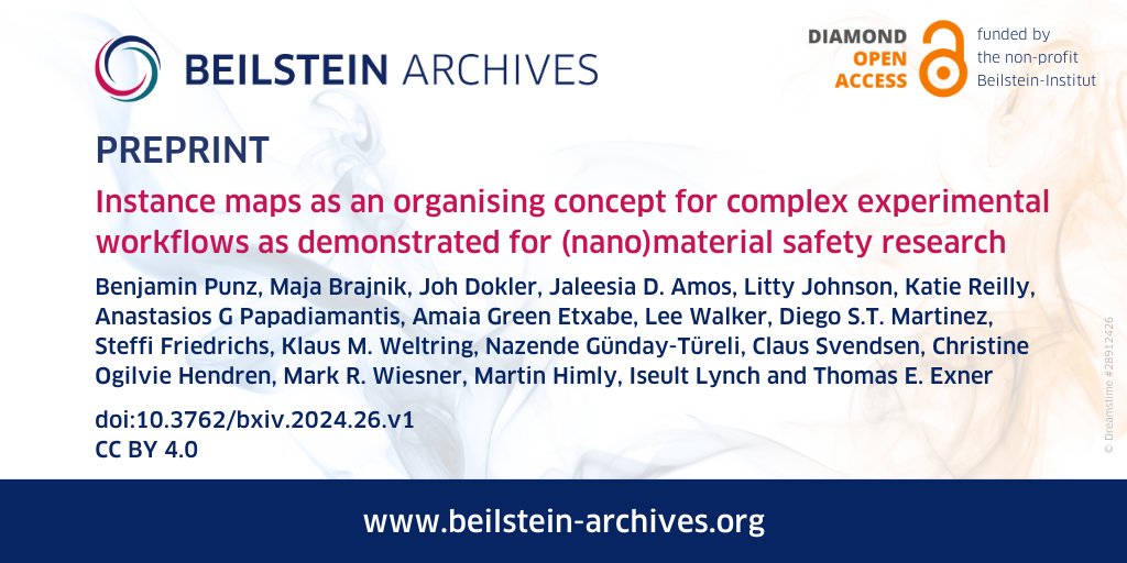 The utility of #InstanceMaps is demonstrated here for the #planning, #documentation and #visualization of #experimental #workflows and #data in several case studies dedicated to #nanomaterial #safety #assessment. 🔗 beilstein-archives.org/xiv/preprints/… #BeilsteinArchives🔓 #preprint @iseult5