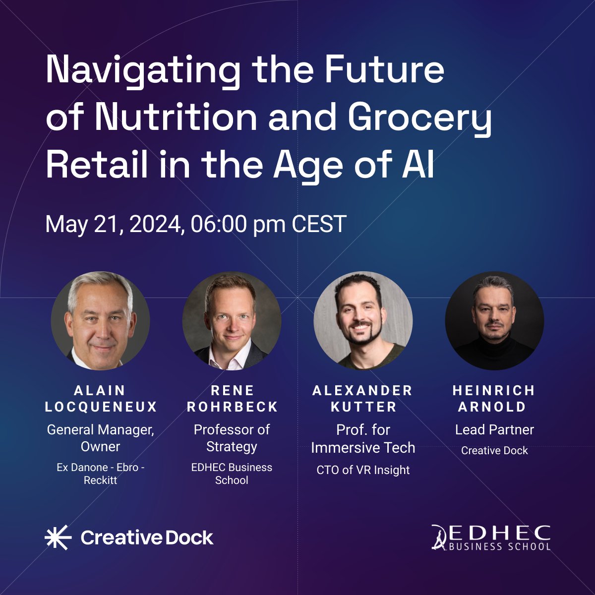 René Rohrbeck (@renerohrbeck) on Twitter photo Happy to announce our exclusive online event with <a href="/CreativeDockCZ/">Creative Dock</a> on May 21st! Join us as we explore "Navigating the Future of Nutrition and Grocery Retail in the Age of AI". Check out the agenda here: eventbrite.de/e/navigating-t…
<a href="/EDHEC_BSchool/">EDHEC_BSchool</a> #FutureofRetail #Innovation #webinar Happy to announce our exclusive online event with <a href="/CreativeDockCZ/">Creative Dock</a> on May 21st! Join us as we explore "Navigating the Future of Nutrition and Grocery Retail in the Age of AI". Check out the agenda here: eventbrite.de/e/navigating-t…
<a href="/EDHEC_BSchool/">EDHEC_BSchool</a> #FutureofRetail #Innovation #webinar