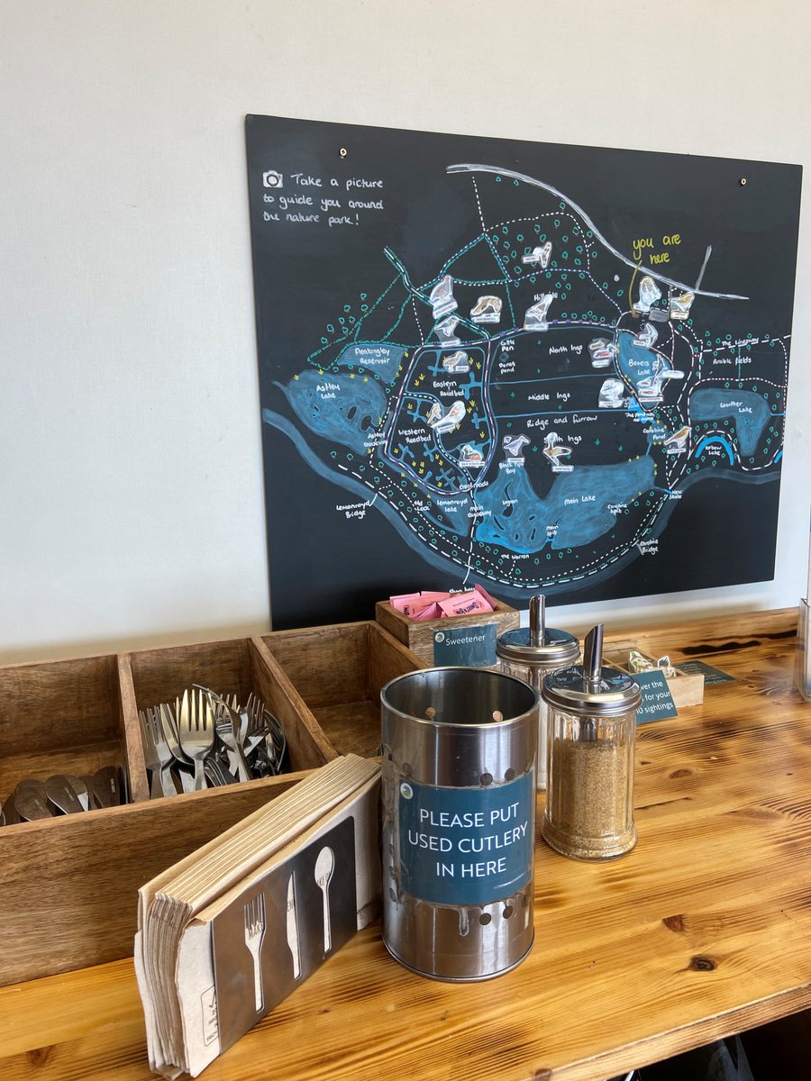 The #LittleOwlCafe has a counter for visitors to prepare hot drinks, grab cutlery and view a map of #RSPBStAidans. 🗺️ Our bins are under the counter. Used cutlery goes into a metal pot on the counter. ♻️ Thank you for clearing your table and supporting us.🦉 📷|Ramona Ellis