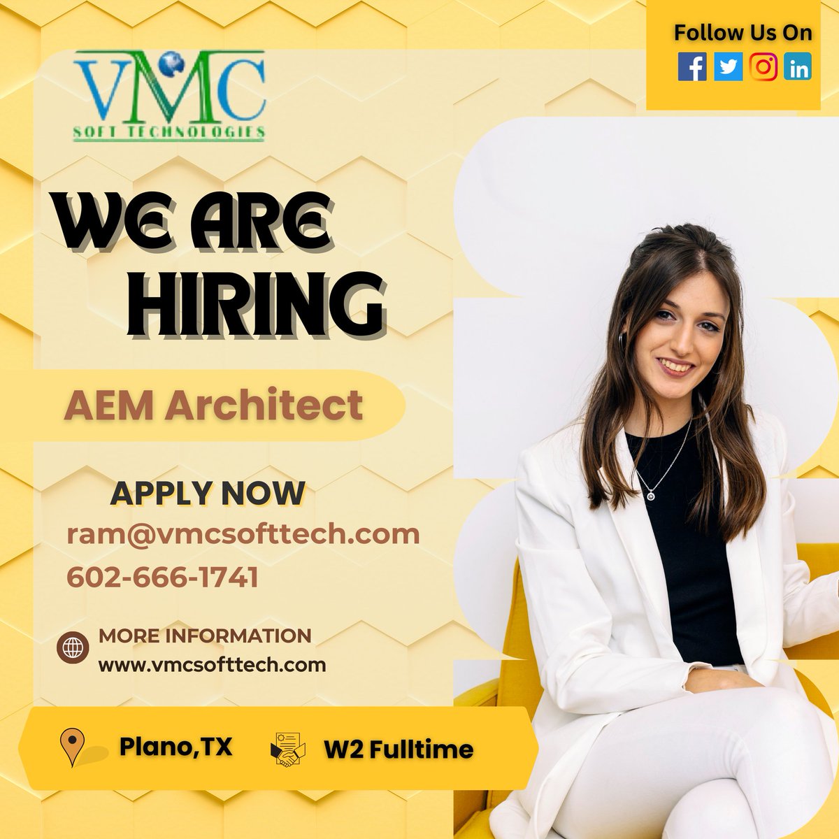 VMC Soft Technologies looking for a AEM Architect in Location Plano, TX Job Title: AEM Architect Locations: Plano, TX Contract: W2 Full-Time For more details: ram@vmcsofttech.com/ 602-666-1741 ...... Apply Now: vmcsofttech.com/careers/ #AEMDeveloper#AdobeExperienceManager