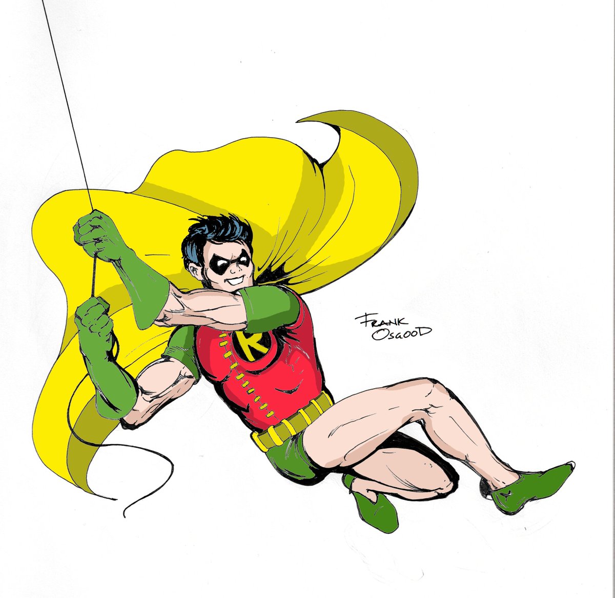 Robin swinging #robin #dc #dcfanart #dccomics #dccomicsfanart #robindccomics #dickgrayson #comic #comics #comicart #comicartist #comicartists #frankosgoodcomix #osgoodcomix #indiecomicartist #superheroes #fanart #comicfanart #batmanfanart #batman
