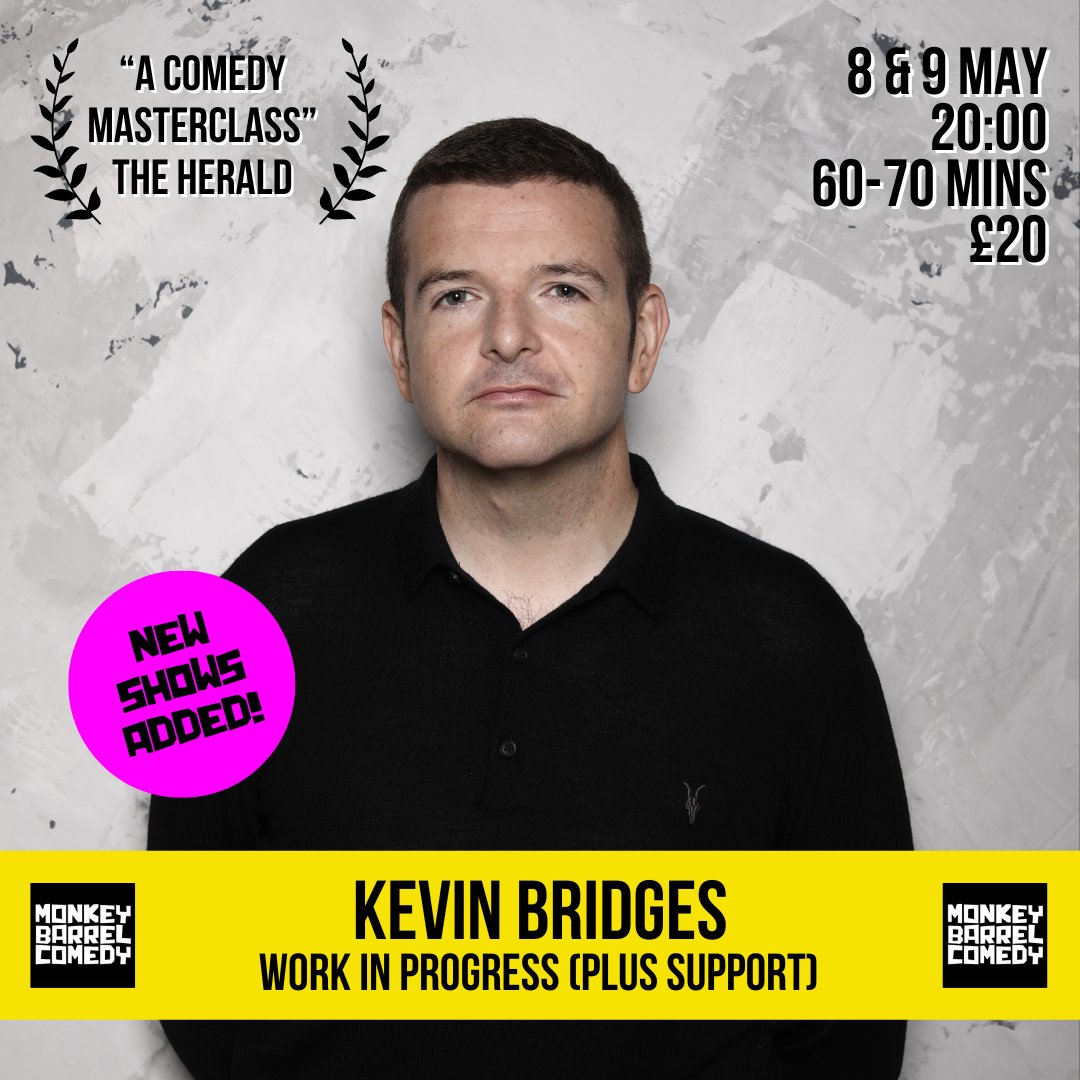 🚨 NOW ON SALE! 🚨 Due to phenomenal demand, we're delighted to announce that Kevin Bridges will be performing two more work in progress shows at Monkey Barrel Comedy THIS WEEK! 🔥 👉 Tickets are on sale NOW at this link: event.bookitbee.com/48546/kevin-br…