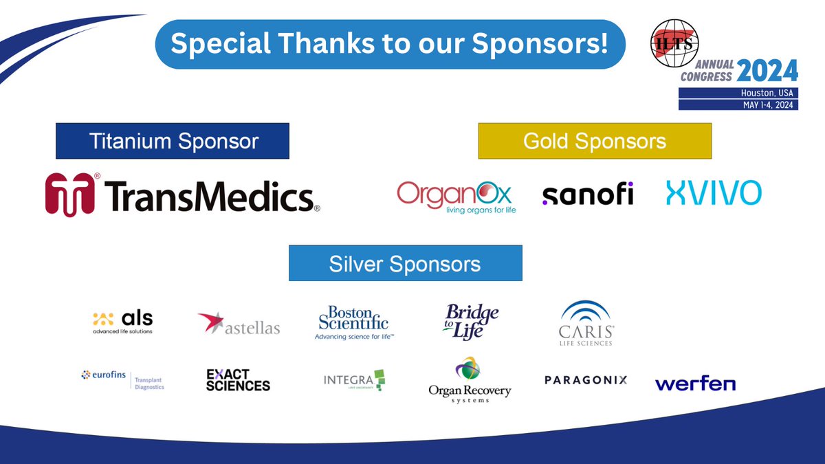 We sincerely thank our Titanium, Gold, and Silver sponsors of #ILTS2024. Thank you for your unwavering dedication to improving patient care and outcomes in #LiverTransplantation. #LiverTwitter