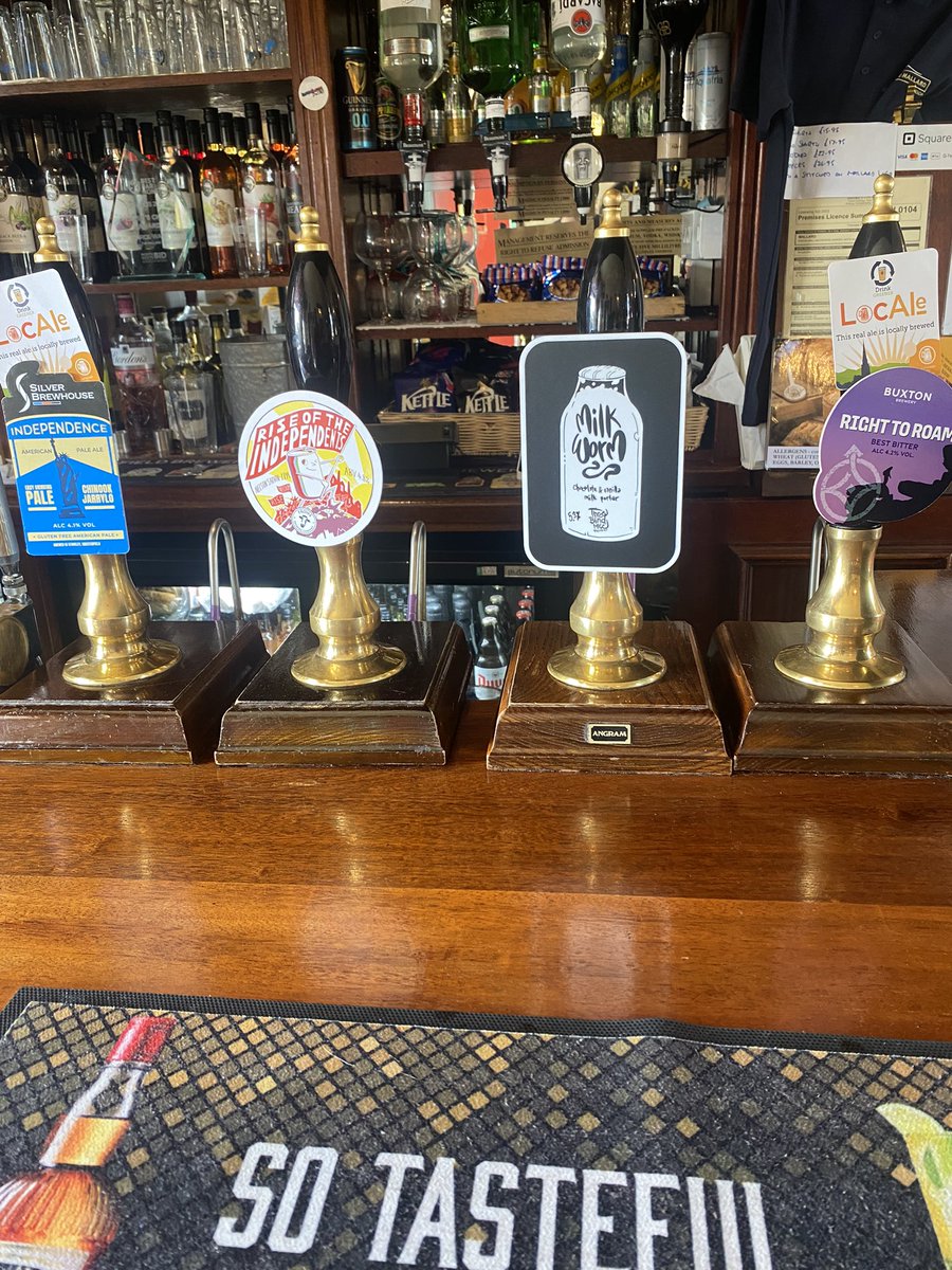 #RealAle on Bank holiday Monday @silverbrewhous3 Independence @3BlindMiceBrew Milk Worm @BuxtonBrewery Right to Roam & @FromeBrewCo Rise of the Independents Plus ciders from @WestonsCiderMil Card payments accepted Outdoor seating available Open 12-9pm Please repost