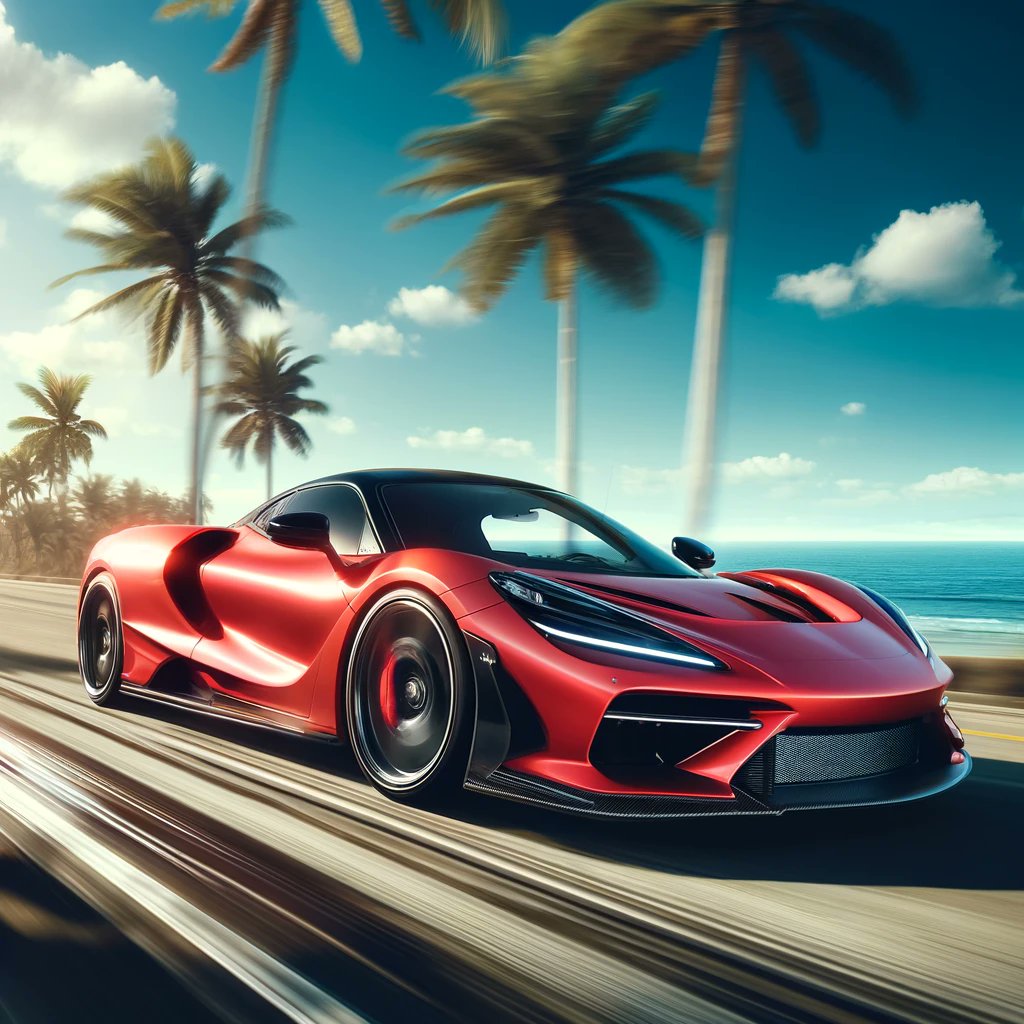 Freedom on four wheels! 🌴🏎️ Embrace the thrill of driving a vibrant red sports car along the coastal road. #SportsCarLife #OceanDrive #SpeedAndStyle #CoastalJourney