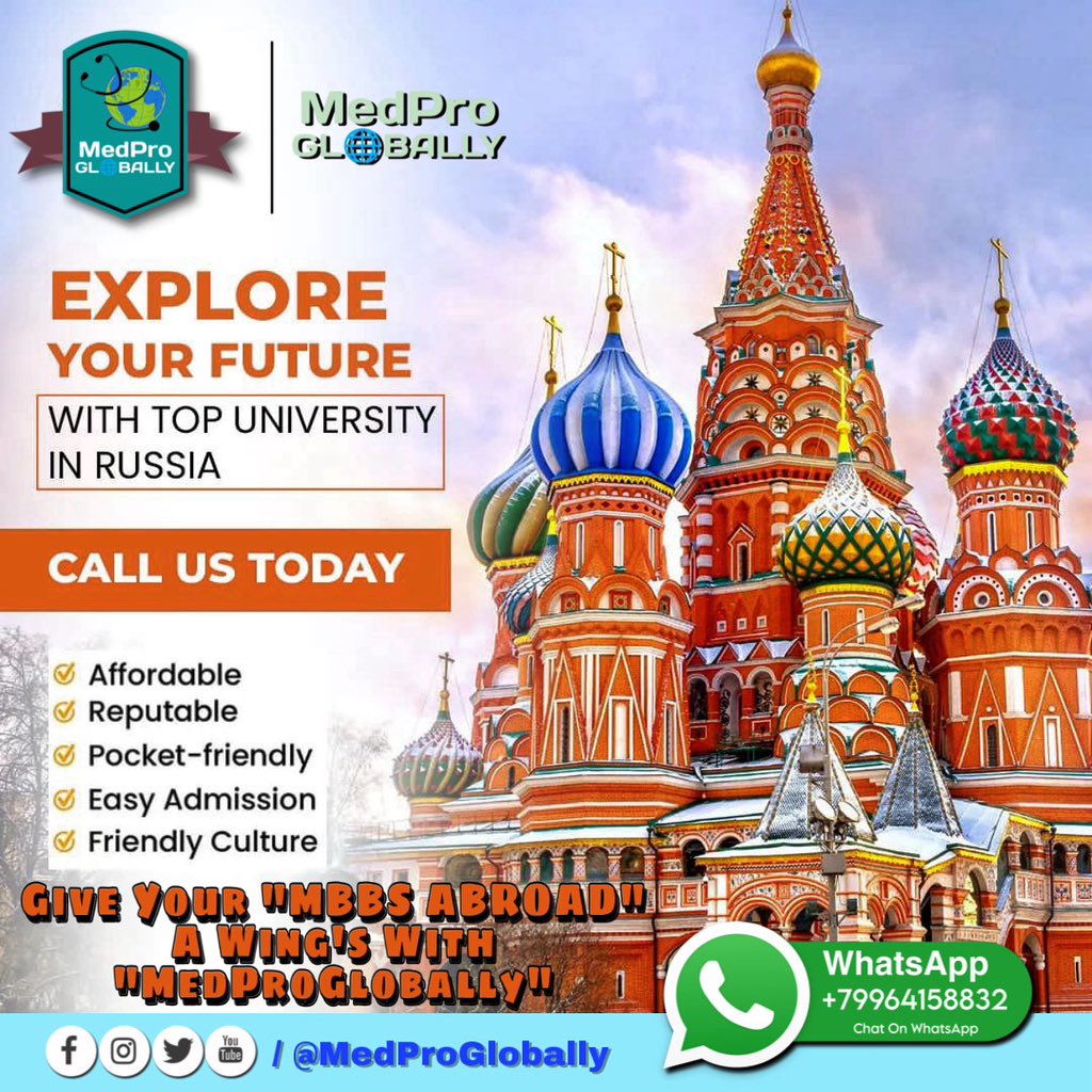 “Experience world-class medical education in Russia with @MedProGlobally Your gateway to a successful career in healthcare awaits!' 🌍 #MedProGlobally #MBBSAbroad #neet2024 #12thresult #Neetexam