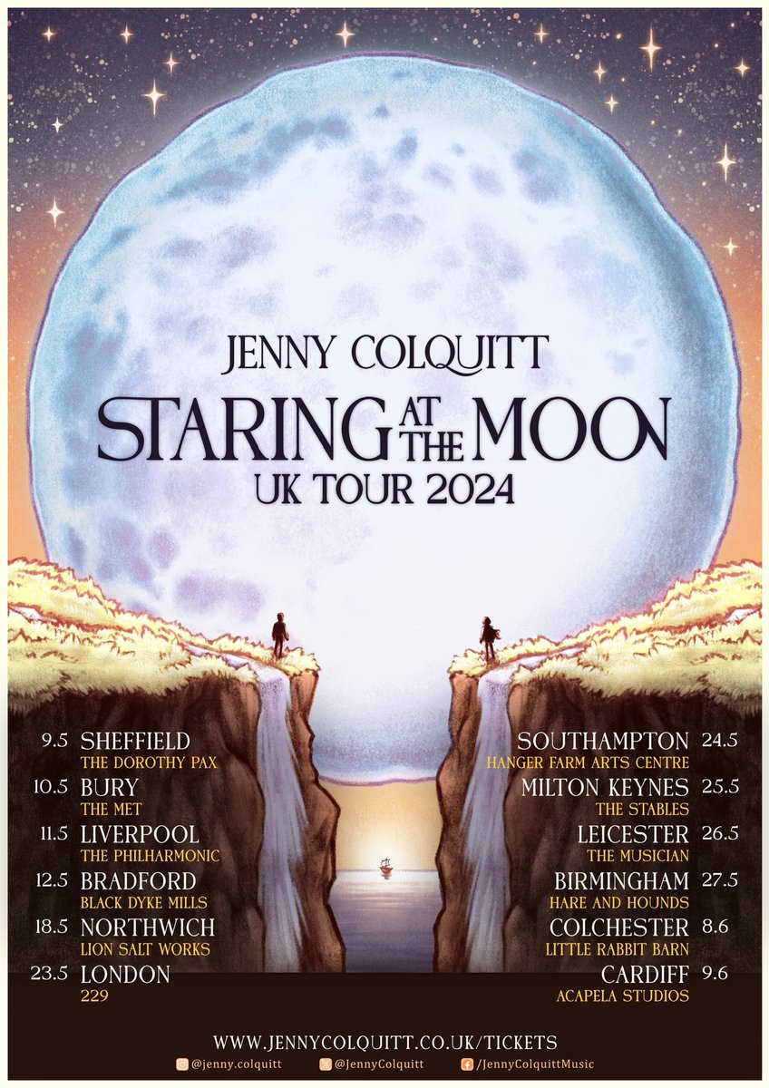 Massive thank you to everyone who has streamed and purchased my new album ‘Staring at the Moon’! I can’t believe it’s only been 3 days! 🌕 ✨ Tour starts on Thursday, me and the lads really can’t wait to play these songs for you! Come and see us at one of these venues: