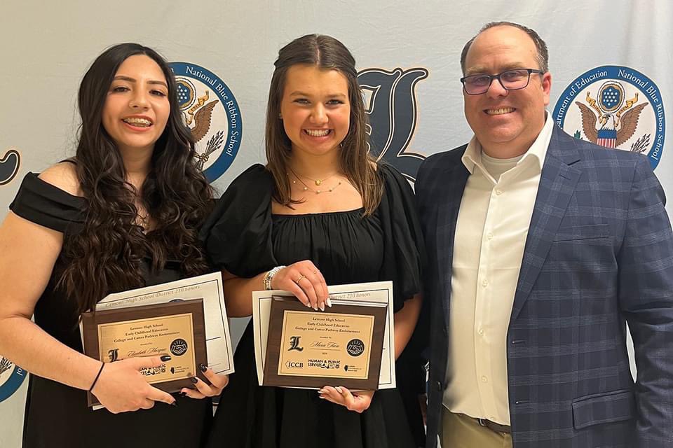 Congratulations to Lemont High School’s first ever College and Career Pathway Endorsement recipients!  These two completed the Early Childhood Education Pathway in the Human and Public Services Endorsement area. #WeAreLemont @WilcoACC @Lemont_HS @ISBEnews