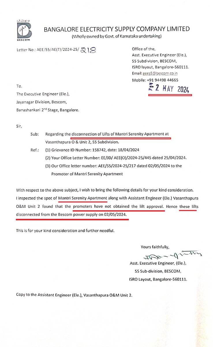 Dear @BDACommissioner, How can you give OC without having LIFT Approval? BESCOM has disconnected the power supply to Lifts because of the absence of approvals. How people should to go higher floors in the absence of Lifts? Please ensure we have approvals from Govt. @KA_HomeBuyers