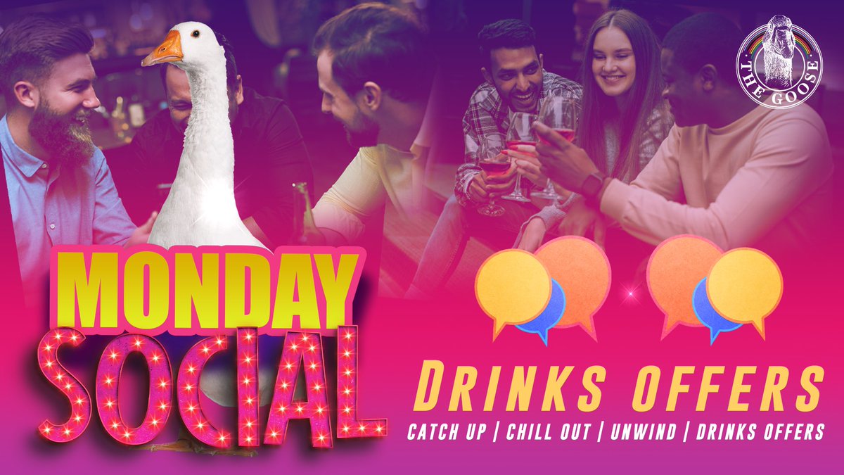 M O N D A Y 🪿

Want a nice chilled day after the bank holiday weekend…

We are open from 2pm right through until midnight 

Come join us 

Catch up | Chill out | Unwind 

#thegoose #bloomstreet #manchester #gayvillagemanchester #lgbt #lgbtq🌈 #mondays