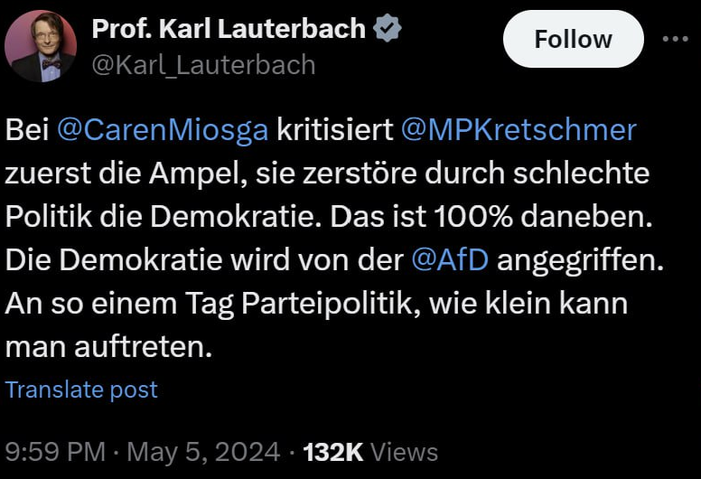 Wer hat nochmal Grundrechte außer Kraft gesetzt, Lockdowns und Impfzwang angeschoben und die Bevölkerung gespalten? Die AfD?