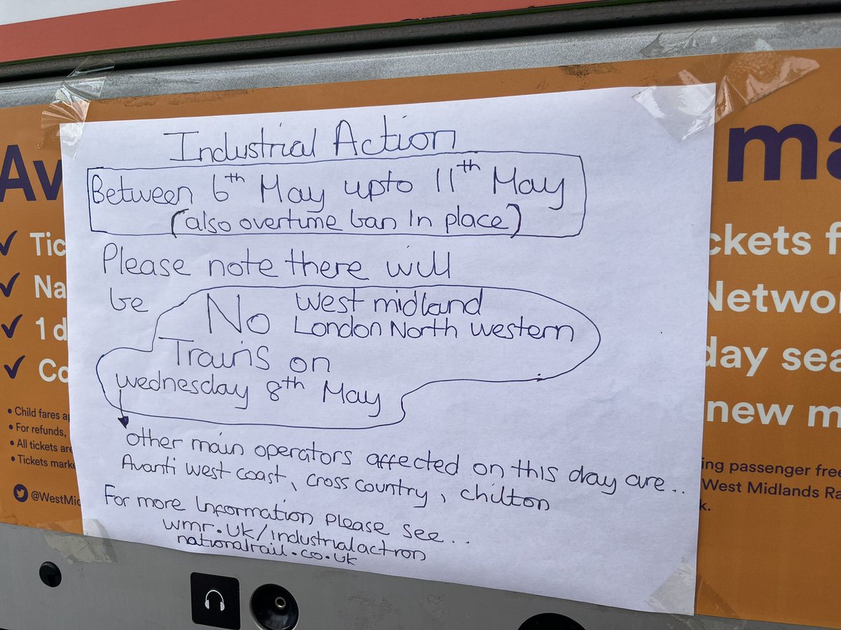 Very on board with this sign at Bournville train station alerting folk to industrial action: it’s useful, informative and well written. Also shows a level of care and customer service from the station managers.