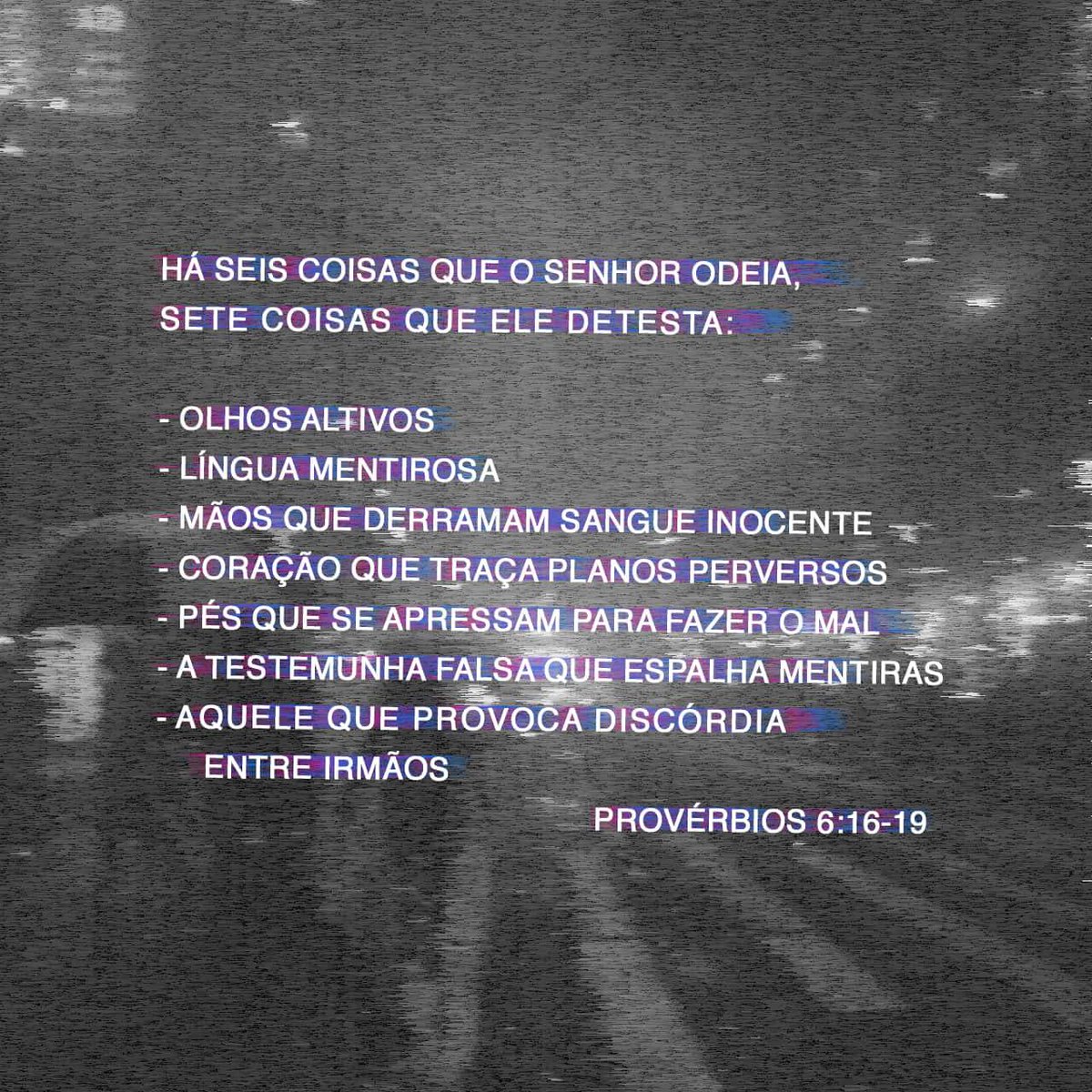 "Há seis coisas que o Senhor odeia, ou melhor, sete coisas que ele considera detestáveis".

Provérbios 6:16-19
06/05

#EuOroas6horas
#MordomoEficaz