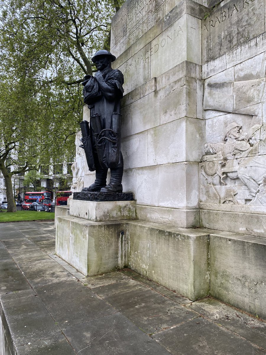 Artillery Memorial, Hyde Park Corner. My grandfather, who was a medic in the war, disliked it intensely. But I can’t help but admire it. The stocky, muscular figures, weighed down by gear, Shells in the pockets, wet capes, heavy boots. Charles Sargent Jagger. 1925.