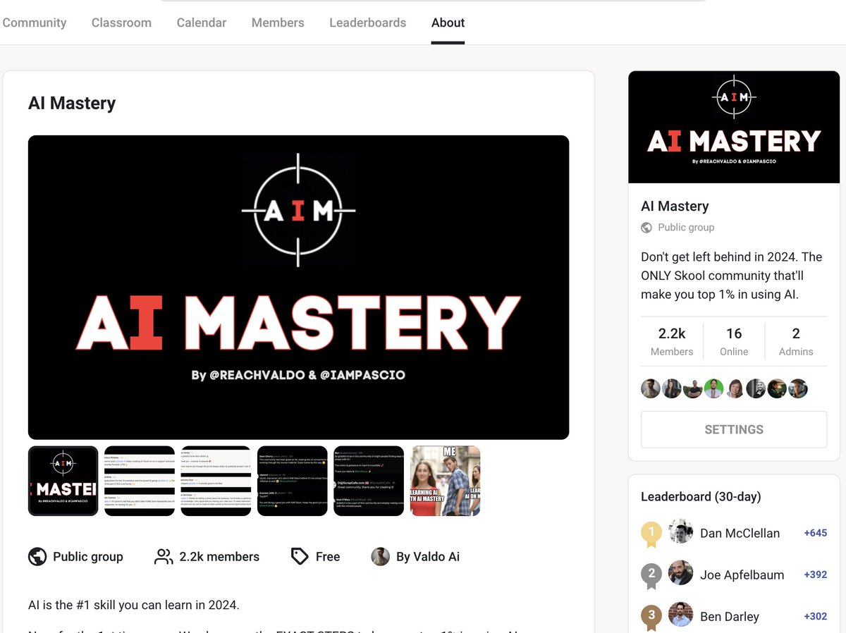 I'm removing this FREE offer soon because it's lowkey a formula to PRINT CASH. AI MASTERY SKOOL (become top 1% in using AI) Comment 'AIM' and I will literally DM you free access to join.