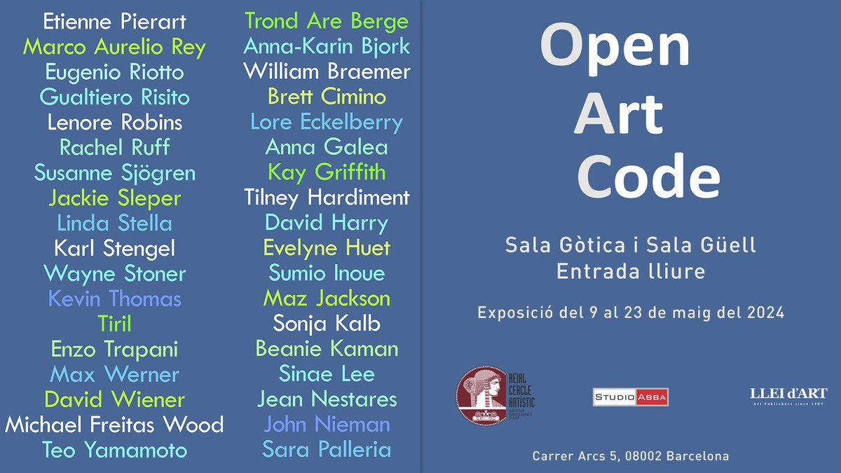 Inauguració de l'exposició 𝗢𝗽𝗲𝗻 𝗔𝗿𝘁 𝗖𝗼𝗱𝗲 Dijous 9 de maig del 2024 a les 18.30h Sala Gòtica i Sala Güell Entrada lliure