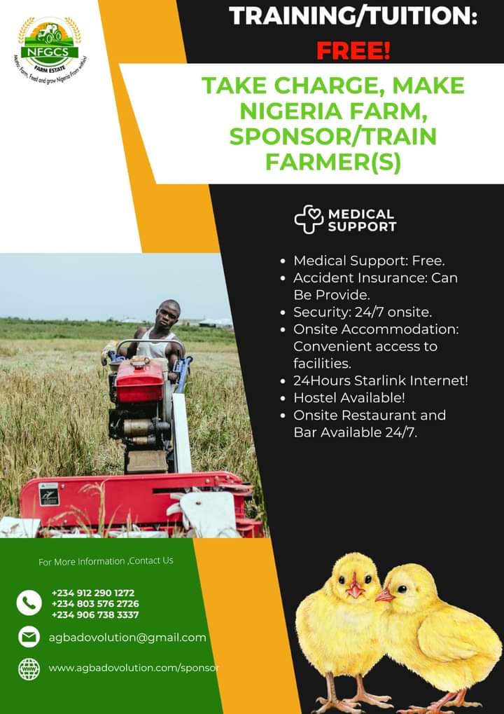 #SponsorAFarmer: Real Agricultural Productivity Demands Real Training and Development of Nigerians Willing To Farm! #Agbadovolution