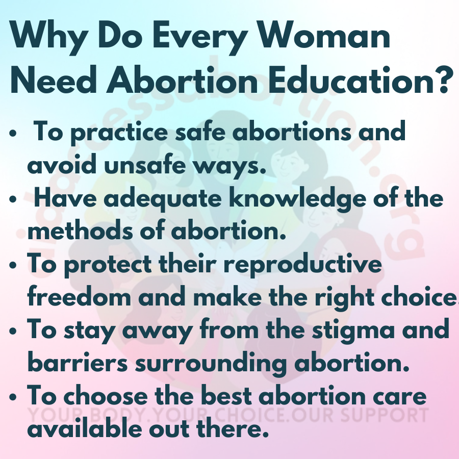 Abortion education is essential for every woman's empowerment, health, and rights. 
More info about abortion Care can be found at ✨#aidaccessabortion✨ 
YOUR BODY YOUR CHOICE OUR SUPPORT 
#AbortionEducation #ReproductiveRights
#prochoice #proabortion #abortioncare
