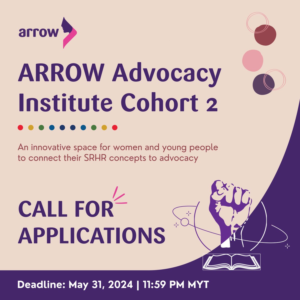 📢APPLY NOW!!📢 Learn, design and implement your advocacy initiatives💫 Introducing: ARROW Advocacy Institute Cohort 2 Apply here 👉 forms.gle/F28E8jX5dk69cn… Deadline👉May 31, 2024, 23:59 PM, Malaysian Standard Time For more details 👉arrow.org.my/careers/arrow-… #Opportunities