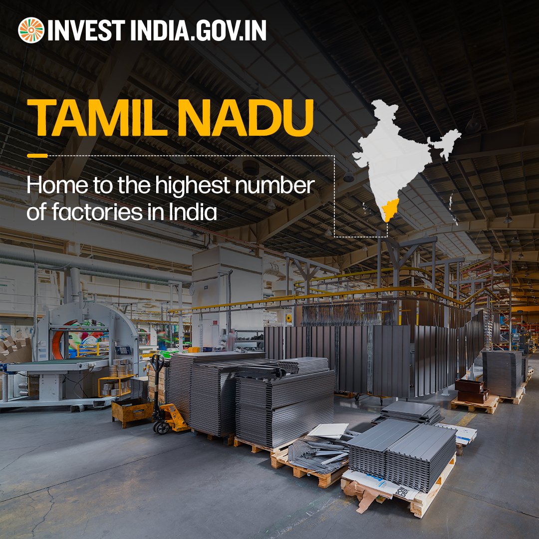 Unlock your investment potential in the factory capital of India! With 38800 factories, #TamilNadu offers a diverse and skilled workforce for your investment ventures. Explore more at bit.ly/II-TamilNadu #InvestIndia #InvestInIndia #InvestInTamilNadu