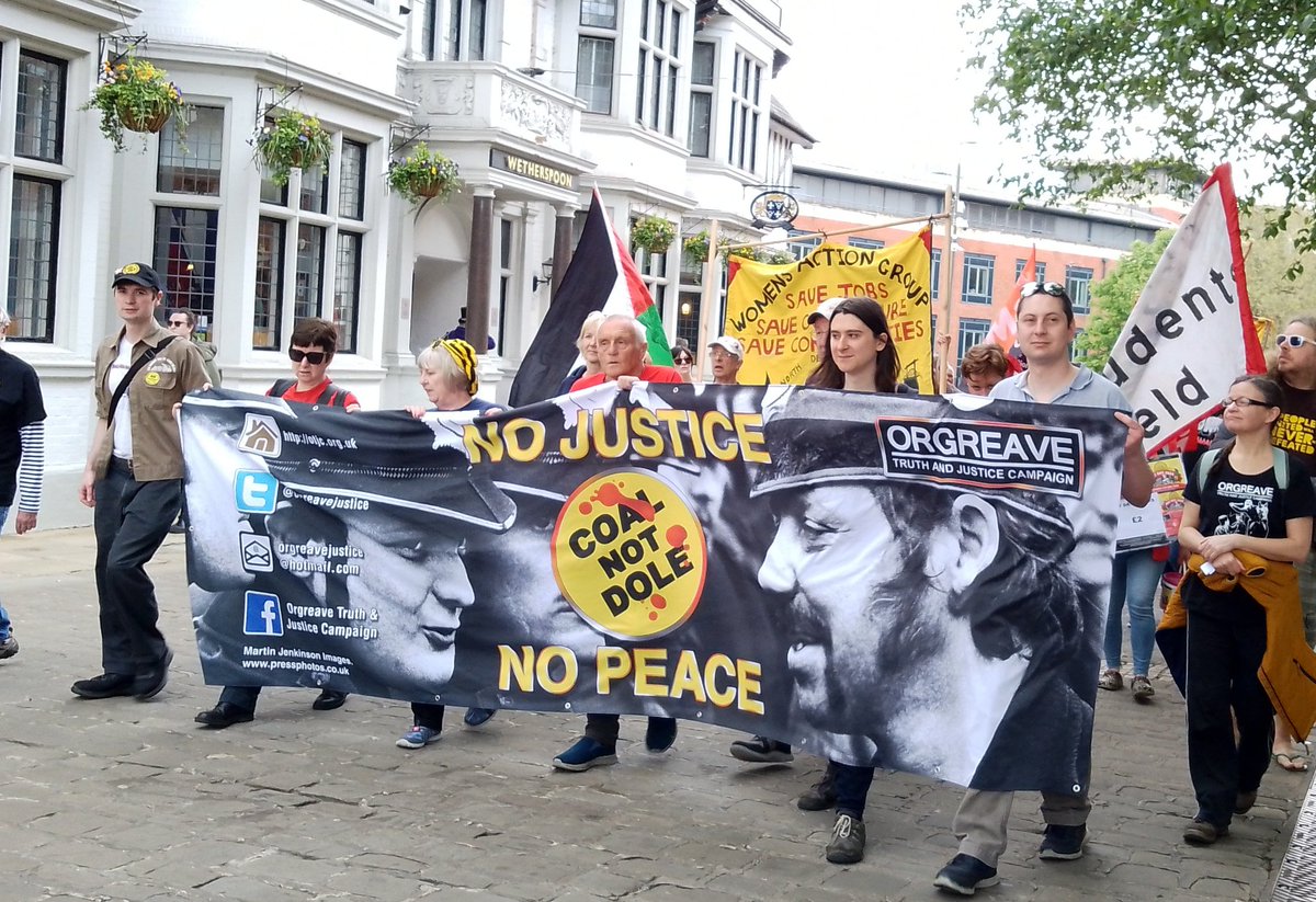 Support for the Orgreave Campaign at Chesterfield May Day march. #coalnotdole