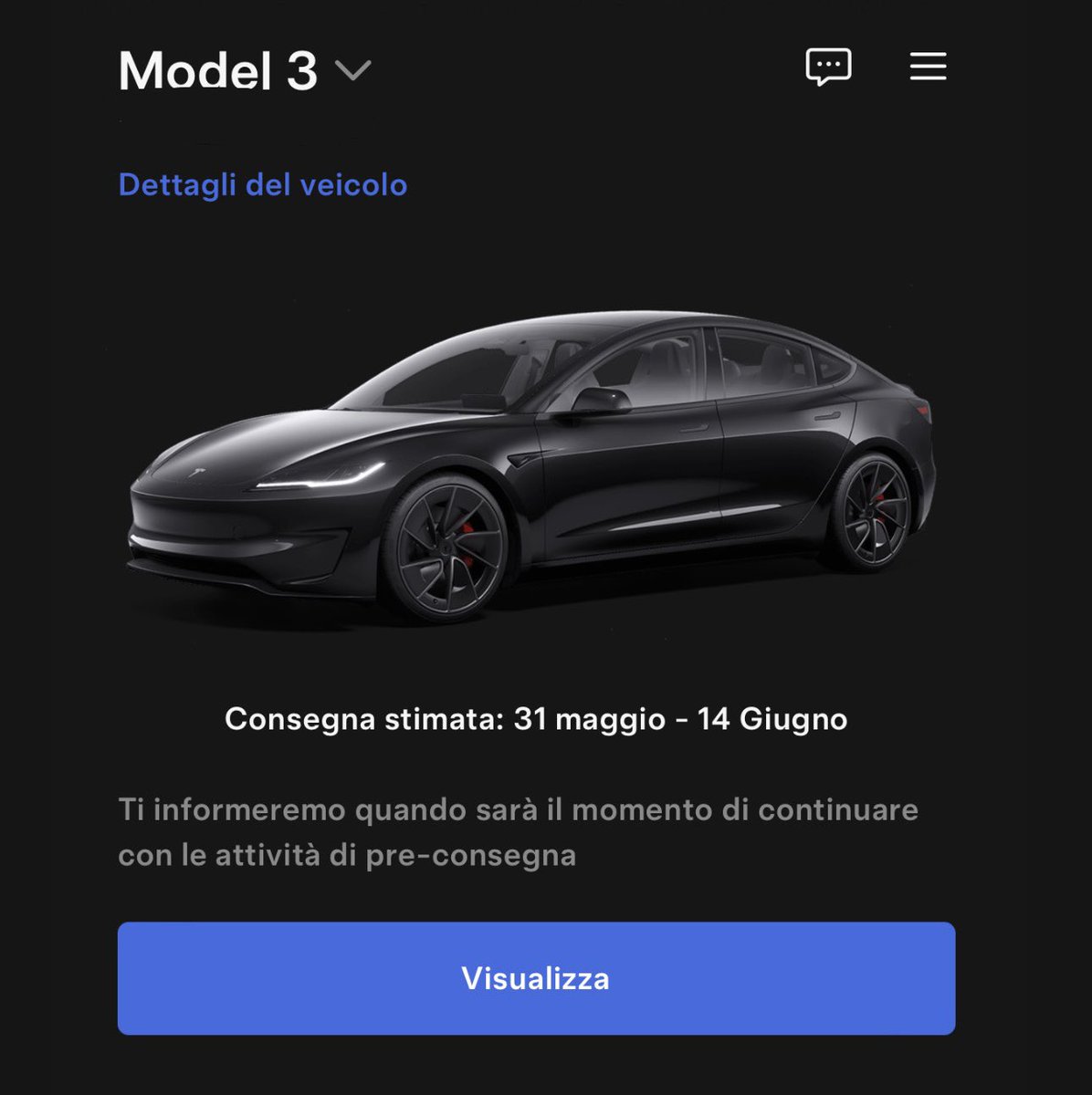 🔥Model 3 Ludicrous Delivery🔥

“31 May - 14 June” 👀👀👀

Finally a time window a little more precise. I’m in Italy, EU. 🇮🇹🇪🇺
is the delivery going to happen soon?😩😍

What about yours? Tell me down below!⬇️ 

#tsla #tesla #model3performance #ludicrous #highland #plaid