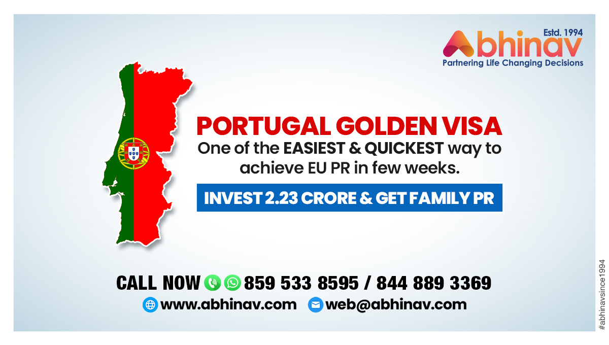 Fast-track your path to EU Permanent Residency with the Portugal Golden Visa! Invest now, Settle in weeks. 

Start your Process Today: bit.ly/4b6v6hG.

For more information call us at +91-8595338595.

#GoldenVisa #EUResidency #PortugalGoldenVisa #InvestmentImmigration