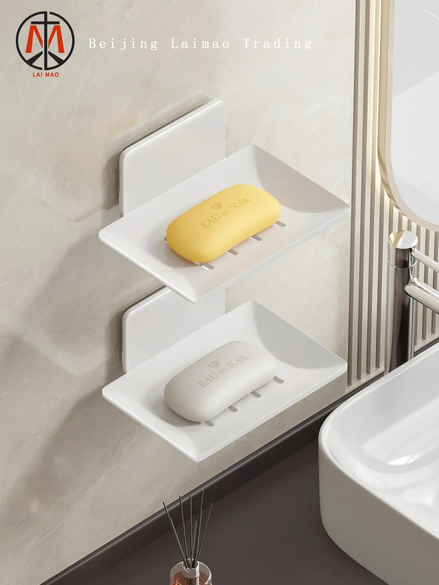 'Sleek, no-drill design, easy to clean and dismantle. With bottom drainage, soap stays dry. Perfect for bathroom, sink, balcony, kitchen. Versatile style. Aesthetic and quality combined, a must-have! 🤎🤍🖤 #SoapHolder #MinimalistDesign #HomeDecor'