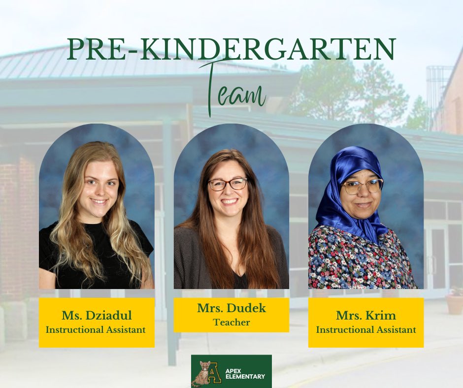 apexescougars's tweet photo. To kick off #TeacherAppreciationWeek, we want to recognize the ladies who make learning fun and create a safe space where our youngest Cougars can thrive! Our Pre-K team is simply the best! Check back later today as we continue to recognize the amazing teachers here at AES!💚🐾💛 https://t.co/hSQa7gCDd6