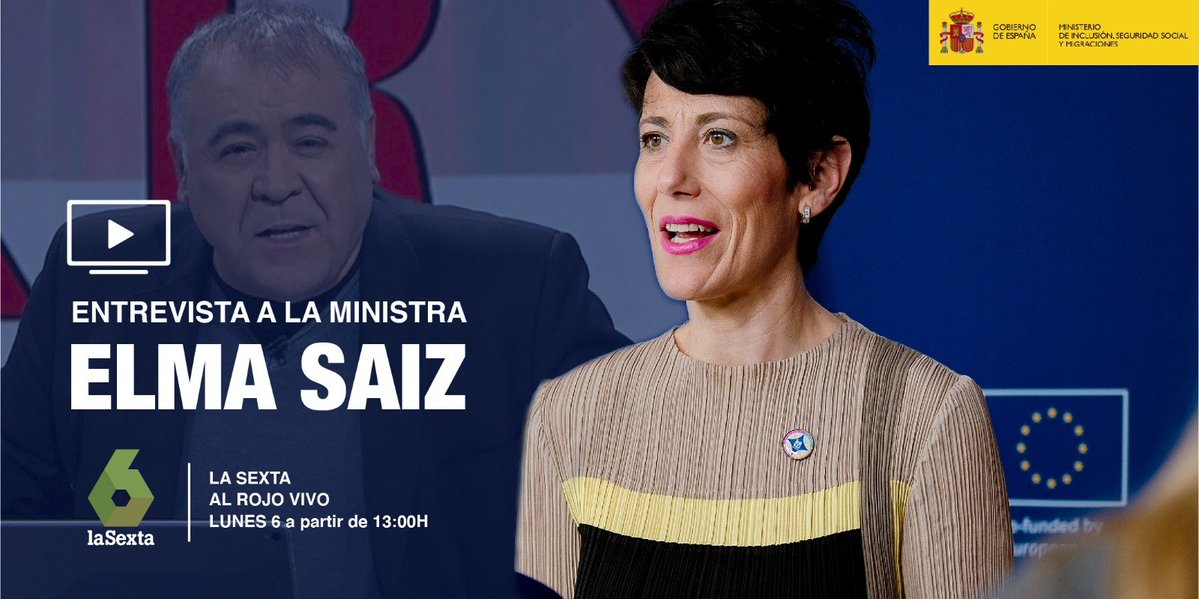 📺 La ministra @SaizElma será entrevistada por Antonio García Ferreras en @DebatAlRojoVivo ⏰ A partir de las 13:00 h. 🔴 EN DIRECTO: atresplayer.com/directos/lasex…