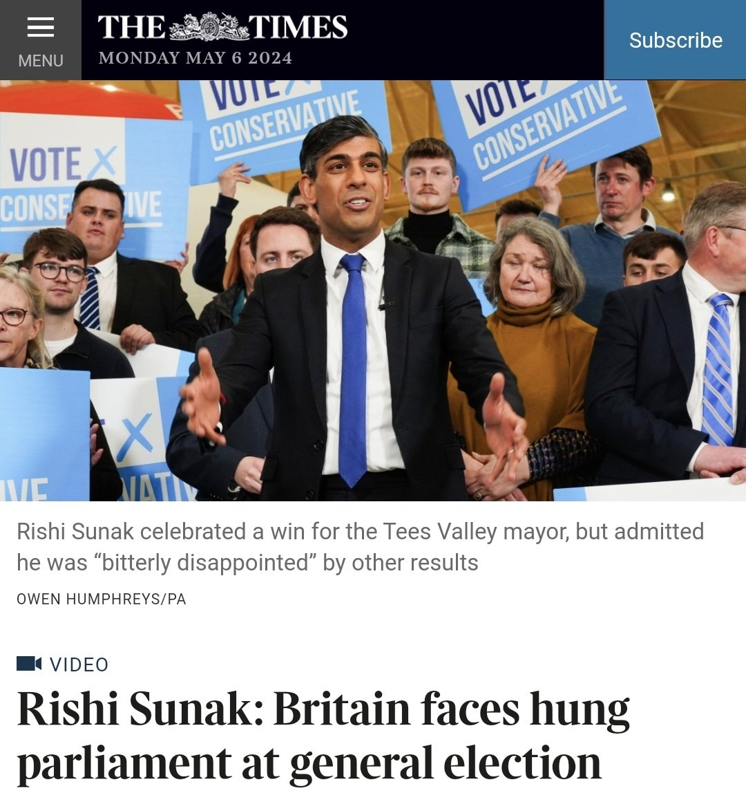 😂😂 The desperation oozing out of Rishi Sunak is something else. There's an incoming megatrashing & hosing off of the indolent, wrecking crew known as the self-servatives and this wee prick says, vote for us, because hung parliament. Fuck off. #ToriesOut669 #GeneralElectionN0W