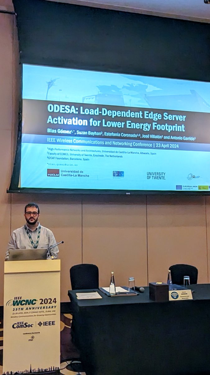 I-CONDA Project (@iconda_project) on Twitter photo Last week <a href="/blasf1/">Blas Gómez</a> presented at #WCNC2024 our paper titled "ODESA: Load-Dependent Edge Server Activation for Lower Energy Footprint" <a href="/esiiab/">ESII</a> <a href="/I3aUclm/">I3A-UCLM</a> <a href="/RaapI3A/">Raap (Redes y Arquitecturas de Altas Prestaciones)</a> #UTwente @sznby <a href="/i2CAT/">i2CAT Research Centre</a> great work! 🥳 Last week <a href="/blasf1/">Blas Gómez</a> presented at #WCNC2024 our paper titled "ODESA: Load-Dependent Edge Server Activation for Lower Energy Footprint" <a href="/esiiab/">ESII</a> <a href="/I3aUclm/">I3A-UCLM</a> <a href="/RaapI3A/">Raap (Redes y Arquitecturas de Altas Prestaciones)</a> #UTwente @sznby <a href="/i2CAT/">i2CAT Research Centre</a> great work! 🥳