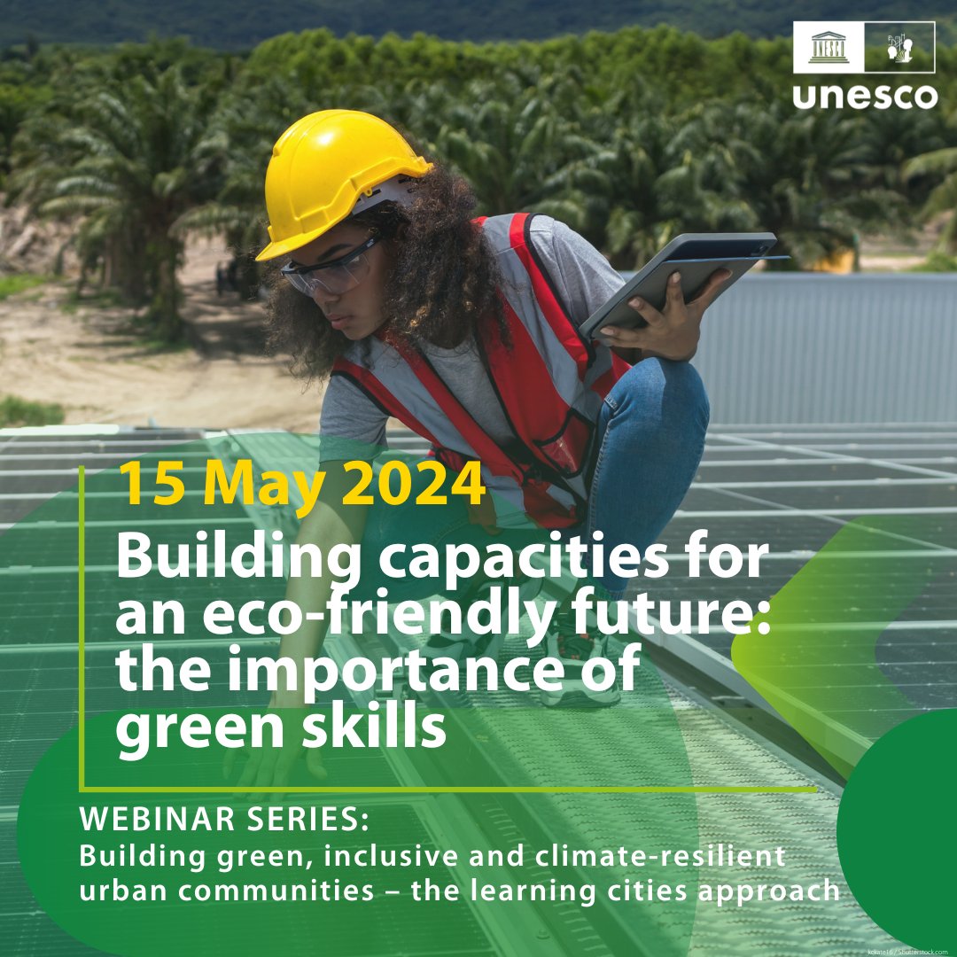 Join us for our webinar: Building Capacities for an Eco-Friendly Future! We will delve into the role of green skills in #learningcities 🌱🏙️, serving as a response to the climate crisis & a catalyst for propelling local economies towards sustainability. tinyurl.com/4eswb2tp