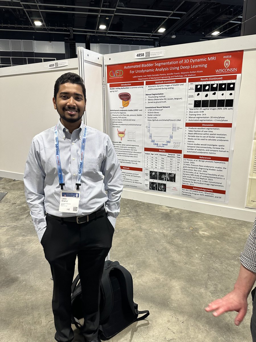 aroldan2011's tweet photo. @LabibAShahid presenting his work in automatic bladder segmentation using AI at #ISMRM2024. @UWMechEngr @UWiscRadiology https://t.co/cgPk6SwlzW