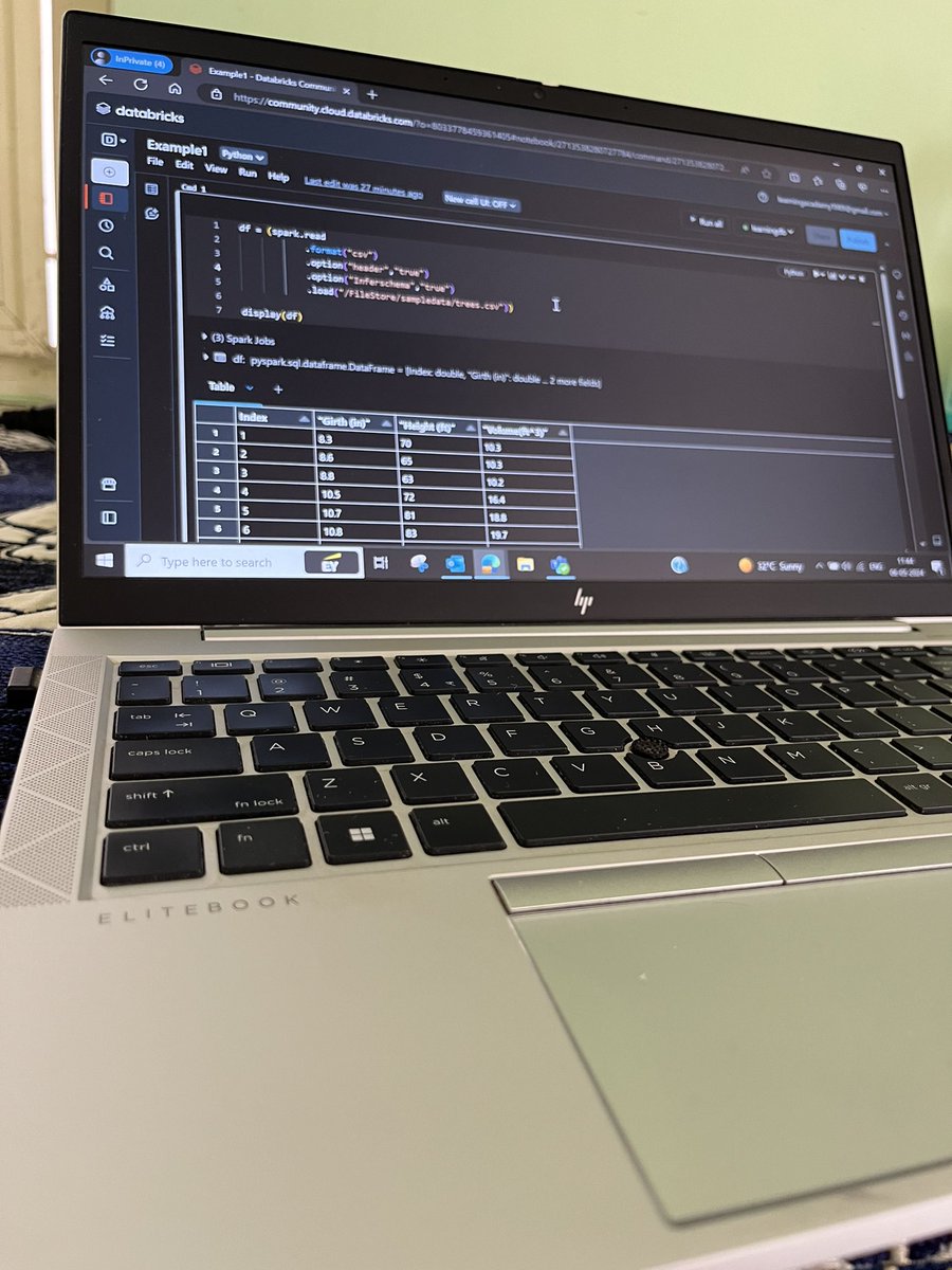 Databricks Project Learning 🚀👨‍💻

✅ Created compute platform or cluster on Databricks community edition 
✅ Loaded the sample data.
✅ Write a python code to load the data in Databricks environment 
✅ Displayed the data 📊 

#100DaysOfCode #100daysofcoding #coding #programmer