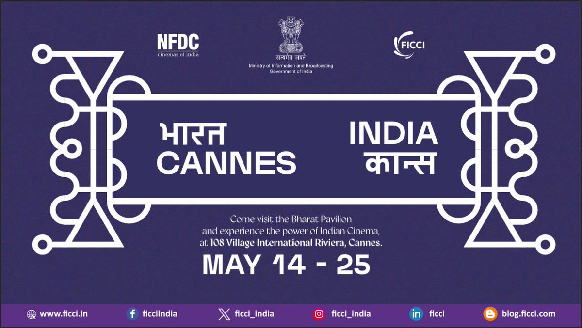 The 'Bharat Pavilion' at the 77th Cannes Film Festival, curated by @MIB_India in collaboration with FICCI as an industry partner and @nfdcindia, is a perfect platform to exhibit the vibrancy and diversity of Indian cinema to the world. #BharatatCannes #CreateInBharat