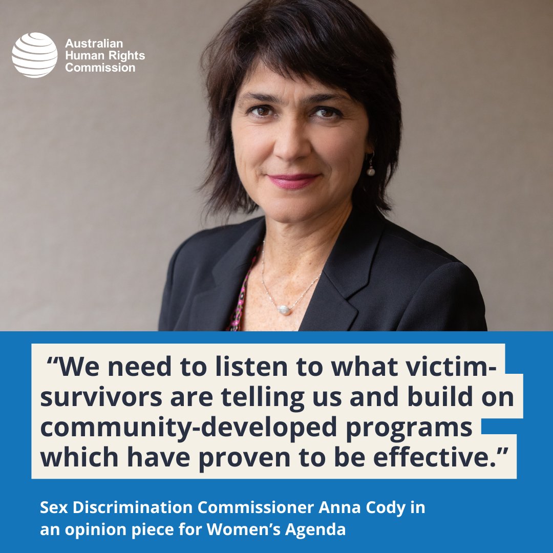 'We cannot assume that every woman and child escaping an abusive relationship has the same needs.' In an op ed for @WomensAgenda, Sex Discrimination Commissioner Dr Anna Cody calls for a holistic approach to support women and children leaving violence: loom.ly/lpV00S4