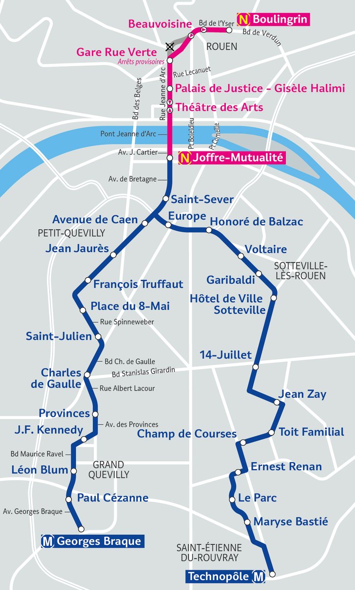 ⚠️ Ligne Métro 📅 Lundi 6 mai, à partir de 20h30. 👉 Mise en place de navettes bus entre Boulingrin et Joffre-Mutualité. La ligne fonctionne normalement de Joffre-Mutualité à Georges Braque et Technopôle. #Rouen