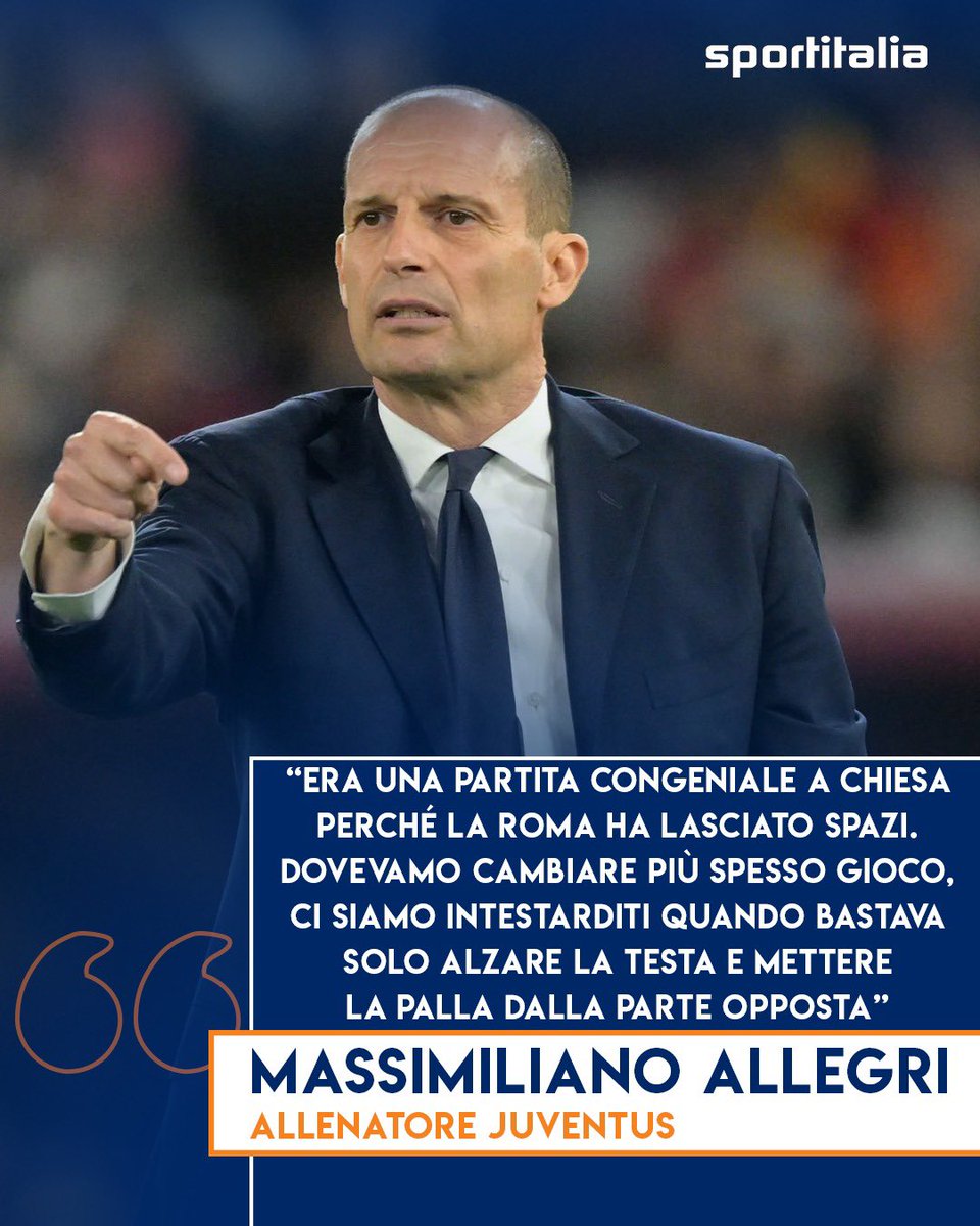 L’ analisi di Massimiliano Allegri sulla prestazione della Juventus contro la Roma ⚪️⚫️

#sportitalia #juventus #allegri