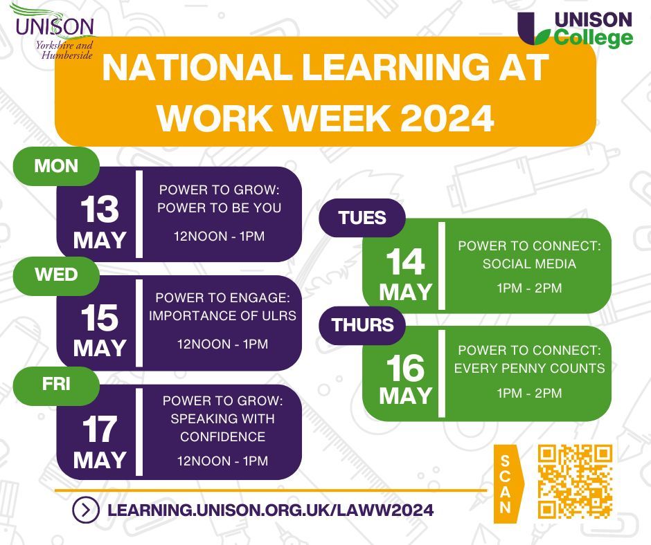 UNISON's National Learning at Work Week starts a week today! More details 👉 learning.unison.org.uk/laww2024