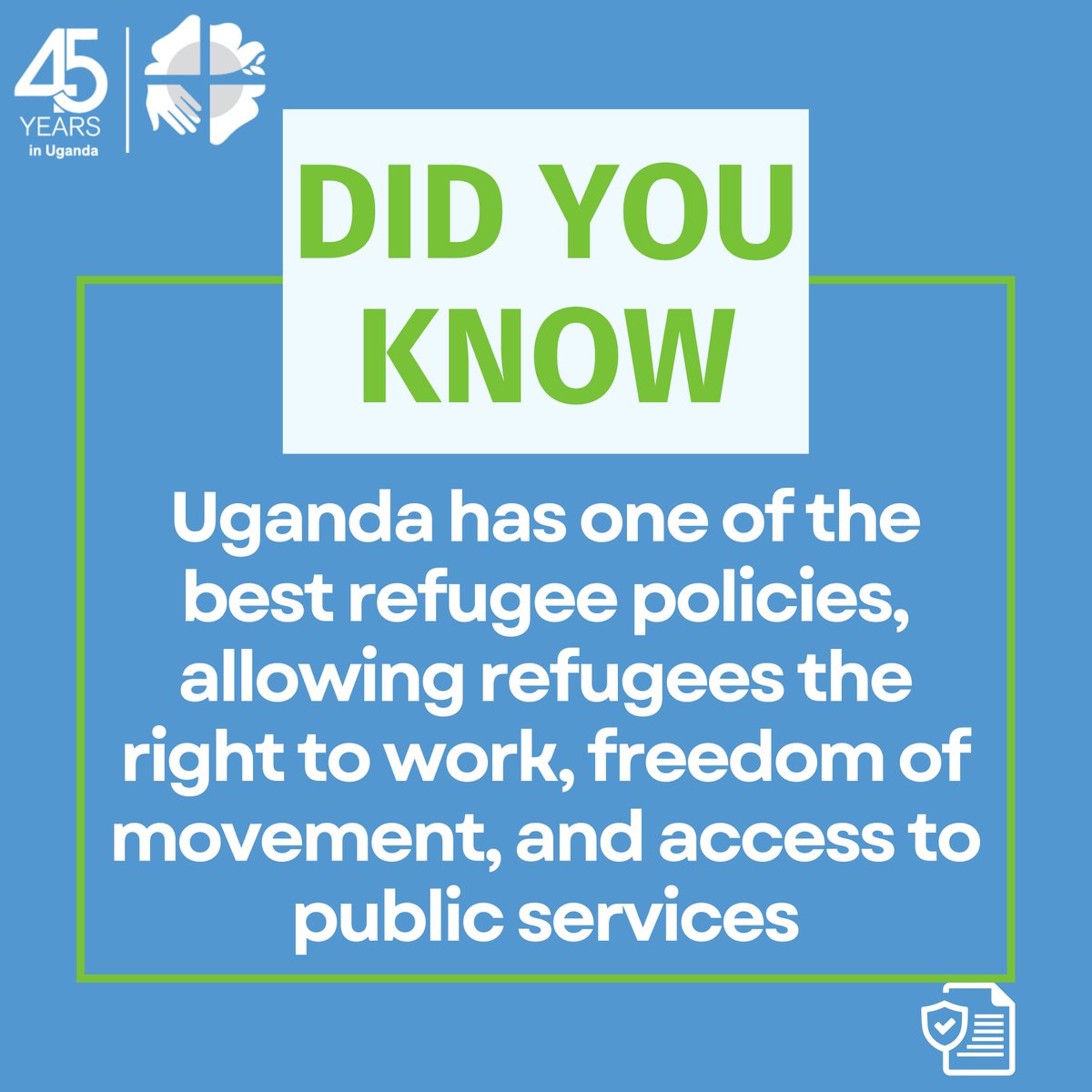 Uganda shines on the global stage for its progressive refugee policy, setting an inspiring example of compassion and inclusion. 🌍✨ #Refugees #Uganda #LWFAt45 #DidYouKnow @OPMUganda @UNHCRuganda